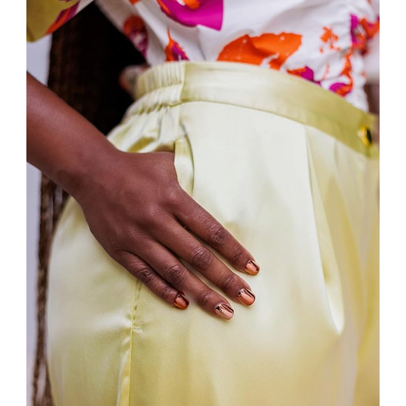 The Drop Womens Wide Leg Satin Pants by @tenickab Large Pale Green Citycore NEW - Picture 4 of 9